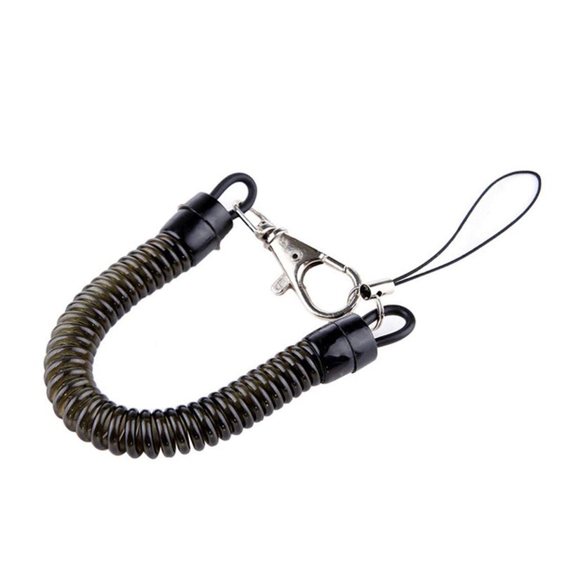 Funny live 10 Pcs Spring Rope Keychains Black Spring Stretchy Coil Cord Strap Keychain Cellphone Snap Hook Cord Retractable Key Ring with Metal Lobster Clasp (Black) - Image 3